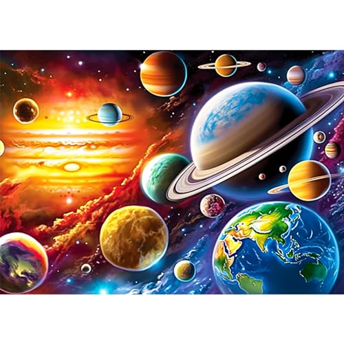 HKFLD Space Planets Solar System Diamond Painting Adults, 5D Diamond Pictures, DIY Diamond Painting Set with Accessories for Home Wall Decor 60 * 80cm von HKFLD