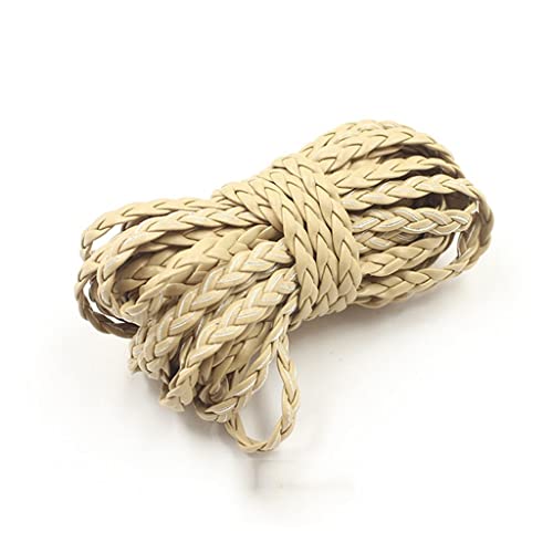 HKHKH Lederschnüre, 3 Shares Twisted Leder PU -Kabel, 5 mm Farb Leder Flach geflochten(Gold) von HKHKH