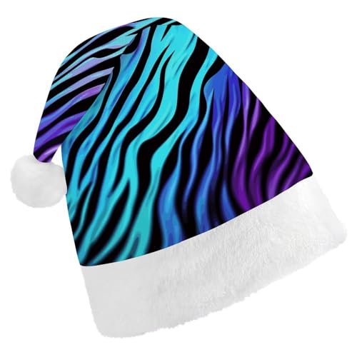 HKMNTGD Personalisierte Weihnachtsmannmütze, weicher Plüsch, individuelle Weihnachtsmütze, lila, blau, grün, Camouflage, Zebrastreifen, bedruckt, Weihnachtsmützen für Erwachsene von HKMNTGD