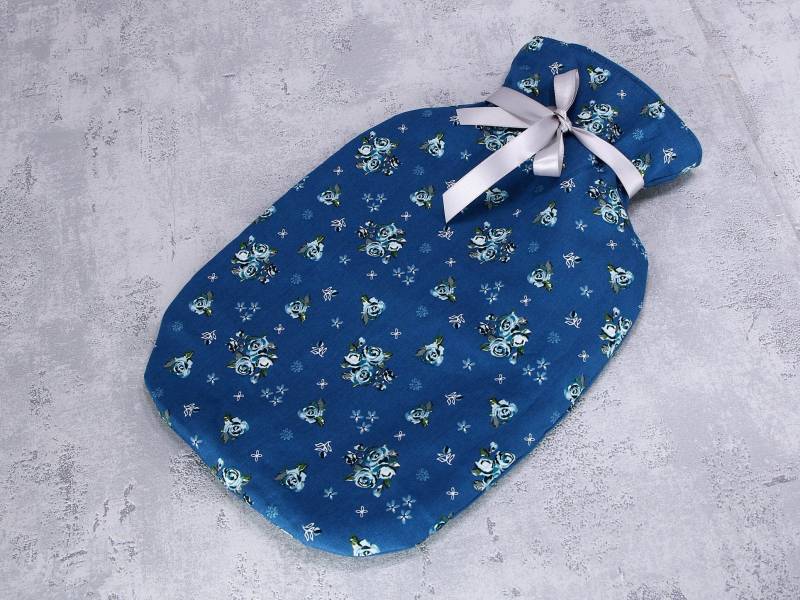 Wärmflaschenbezug, Blau Mit Blümchen, Bezug Für Wärmflasche von HKModeHandmade