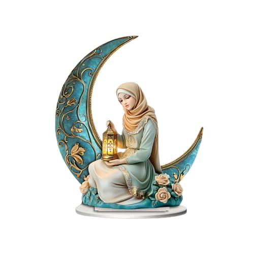 HKYFNNBW Ramadan-Dekorationen, Acryl-Mond-Dekorationen, Ramadan-Mubarak-Eid-Dekorationen, Mubarak, Tischdekoration, Heimdekoration (Mehrfarbig 4, 20 x 20 cm) von HKYFNNBW