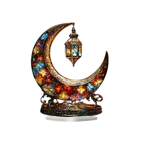 HKYFNNBW Ramadan-Dekorationen, Acryl-Mond-Dekorationen, Ramadan-Mubarak-Eid-Dekorationen, Mubarak-Tischdekoration, Heimdekoration (mehrfarbig, 15 x 20 cm) von HKYFNNBW