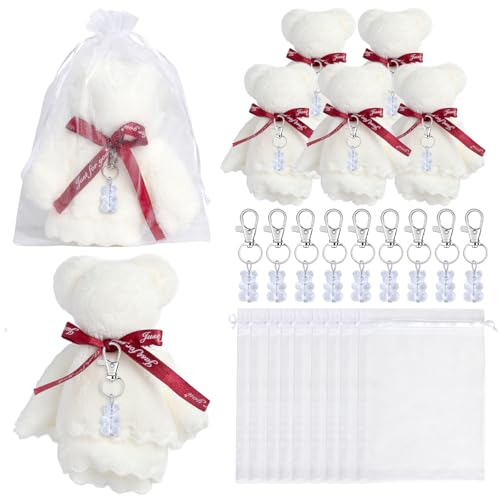 HLBEST Bear Keychains Mit Handtuch Organza Taschen Und Vielen Dank TAGES BABY SOLLTION PARTY SUPPLIES FÜR Hochzeits Geburtstagsfeier Dekore von HLBEST