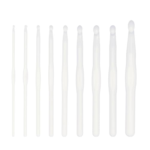 Häkelnadel-Set aus Acryl, 3–10 mm, 12 mm, ergonomisches Häkelnadel-Set für Anfänger, Hobbyisten, Stricken, Pullover, Schal, Mützen, 9 Stück von HLBEST