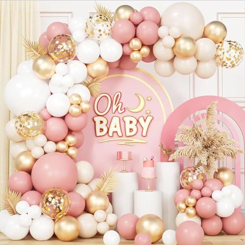 HLEIUKT Aprikose Rosa Luftballon Girlande Deko Mädchen,104 Stück Ballons Girlanden Set, Ballon Girlande Rosa Deko Geburtstag für Baby Shower Graduierung Jahrestag Party Dekoration von HLEIUKT