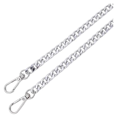 Handtaschenkette, Handtaschenkettenriemen, 2 Stück, 120 cm, Metall-Aluminium-Taschenkette, Ersatzteile, Zubehör for handgewebte Schulterhandtaschen, DIY, handgefertigte abnehmbare Riemen(Silver) von HLHLH