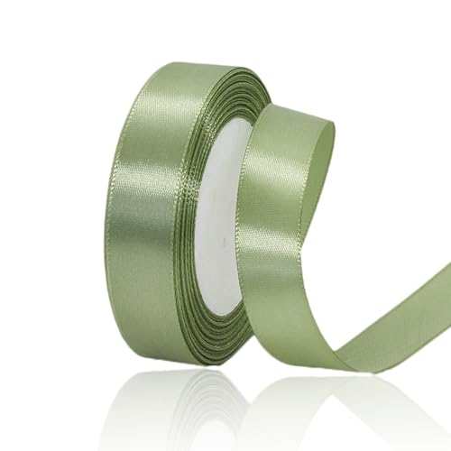 Salbeigrünes Band, 1,9 cm x 22,7 m, Satin-Stoffband für Weihnachtsdekorationen, Blumensträuße, Geschenkverpackungen, Haarschleifen, Bastelarbeiten, Hochzeitseinladungen und Babypartys von HLOMVE