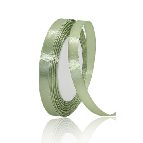 Salbeigrünes Band, 1,9 cm x 22,7 m, Satin-Stoffband für Weihnachtsdekorationen, Blumensträuße, Geschenkverpackungen, Haarschleifen, Bastelarbeiten, Hochzeitseinladungen und Babypartys von HLOMVE