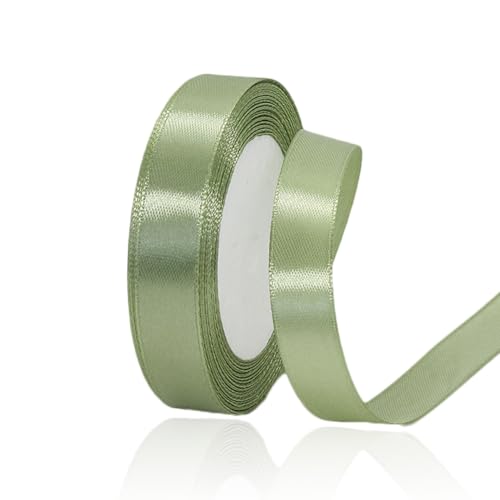 Salbeigrünes Band, 5/8 Zoll x 22 m, Satin-Stoffband für Weihnachtsdekorationen, Blumensträuße, Geschenkverpackungen, Haarschleifen, Bastelarbeiten, Hochzeitseinladungen und Babypartys von HLOMVE