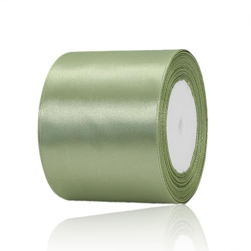 Salbeigrünes Band, 7,6 cm x 22,7 m, Satin-Stoffband für Weihnachtsdekorationen, Blumensträuße, Geschenkverpackungen, Haarschleifen, Bastelarbeiten, Hochzeitseinladungen und Babypartys von HLOMVE