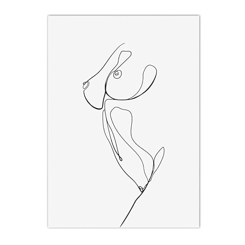 HLSHOE Abstrakte Frauen Körper Wandkunst Poster Nacktlinie Zeichnen Kunstdruck Schwarz -Weiß -Leinwand Malerei minimalistische Bilder Heimatkoration (Color : 2, Size : 60x90cm No Frame) von HLSHOE