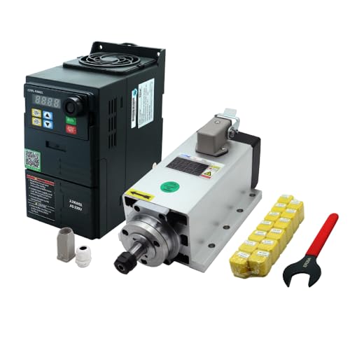 CNC-Spindelmotor 2.2 kW, 2200 W, 220 V, 400 Hz, 24000 U/min, luftgekühltes Spindel mit 2.2 kW HS320 VFD+11 Zangen ER20 Stück + ER20A Schraubenschlüssel von HLTNC