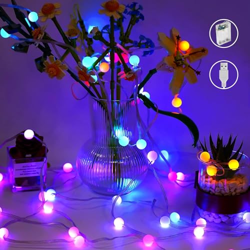 10M LED Mehrfarbig Lichterkette aus Kupferdraht mit USB Port Ladung und Batteriebetrieben Mehrfarbig Lichterketten,Wasserdicht IP65, für Zimmer,Innenbeleuchtung,Weihnachten von HLXJR