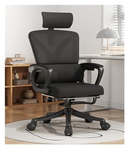 Chefsessel, Schreibtischstühle für das Homeoffice, Drehstuhl, Netzstoff, ergonomischer Computer-Bürostuhl, Kopfstütze, verstellbarer Hub-Drehstuhl (Farbe: Schwarzgrau, Größe: ohne Pedal) (Schwarzes von HLZLPYFC