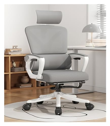 Chefsessel, Schreibtischstühle für das Homeoffice, Drehstuhl, ergonomischer Computer-Bürostuhl mit Netzstoff, Kopfstütze, verstellbarer Hubdrehstuhl (Farbe: Schwarzgrau, Größe: ohne Pedal) (Weißgrau von HLZLPYFC