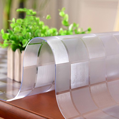 HM&DX Gefrostet Transparent Tischdecken Wasserdicht PVC Tabelle beschützer Abwaschbar Weiches Durchsichtige Tisch Decken Tuch Abdeckung für Kaffee, wohnküche-Kariert 80x135cm(31x53inch) von HM&DX