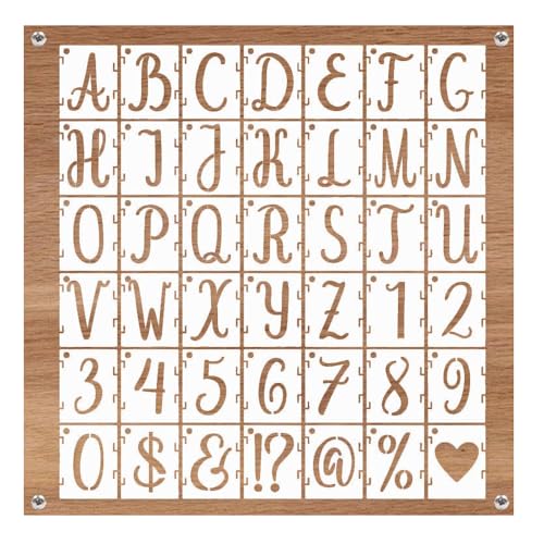 HMCEY 42 Buchstaben Schablonenn Set Zahlenschablonen Kunststoff Schriftschablonen Vintage Sprühschablonen Verbindbar Stencil Letters Wiederverwendbar Alphabet Schablonen Groß Lackierschablone Zeichen von HMCEY