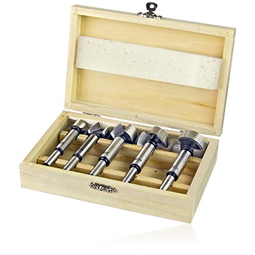 HMH-Shop Forstnerbohrer Satz Set Holzbohrer Topfbohrer 5-tlg. mit Zentrierspitze 15 – 35 mm Astlochbohrer Dübelbohrer von HMH