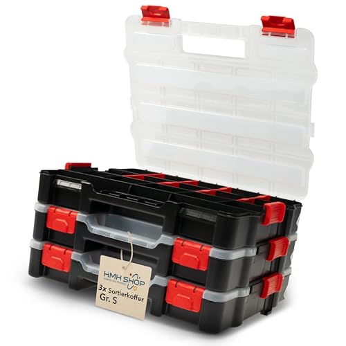 Werkzeugkoffer leer Organizer S Sortierbox Set verbindbar Fächer einteilbar 33x27x6cm Box für kleinteile Magazin Schraubenkoffer (2) von HMH