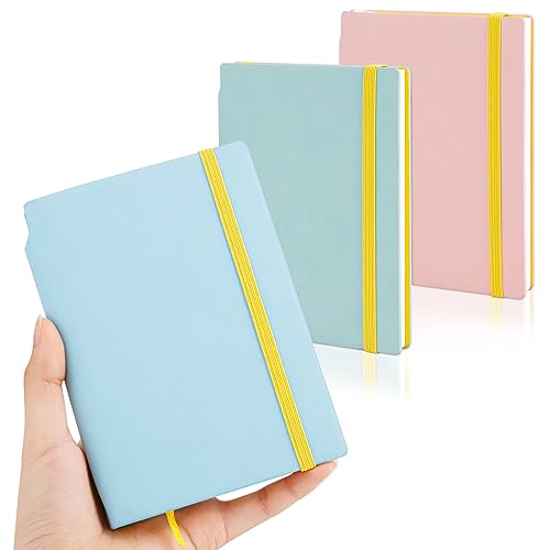 HMIEPRS 3 Stück A6 Notizbuch, Tasche Notizbücher, Notizblock Pocket klein mit Elastischem Verschluss, Mini Hardcover Notizbuch mit PU Leder, To Do-Liste Tagebuch Notiz Memo blöcker für Büro Schule von HMIEPRS