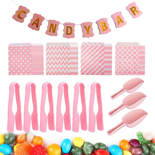 HMLTD Candy Bar-Zubehör - Süßigkeiten-Motto-Partyzubehör-Set | Candy Bar-Dekorationsset mit Banner, Süßigkeiten-Zubehör für Buffet, Hochzeit, Jubiläum, ottoparty von HMLTD