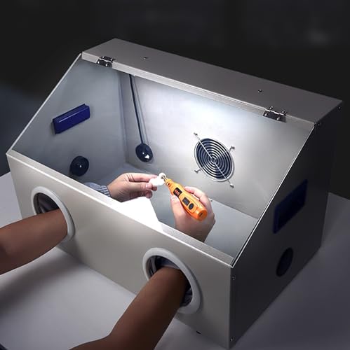 HMLVEW Dental-Schleifbox, Gravur-Staubsammelbox Mit LED-Beleuchtung Und Transparentem Fenster, Leistungsstarker Ventilator Mit 2800 U/min, Zum Schleifen/Gravieren/Polieren/Bohren/Schneiden von HMLVEW