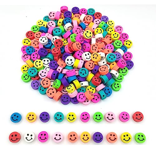 200 Stück Smiley-Perlen aus Modelliermasse, Anhänger für Armbänder, Halsketten, Schmuckherstellung (Smiley-Gesicht) von HNBXH