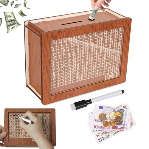 Save 10,000 Money Box, Kakibo Cash Box, Kaleibo Cash Box, Wooden Cash Saving Box, 10k Money Saving Box, Money Box for Cash Saving, Cash Vault Wooden Savings Box Best Gift for Friends(1k,1Pc) von HNFYSMQL