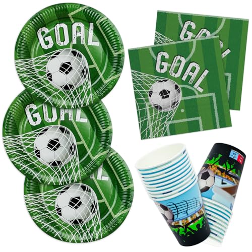 HNH 52er-Set Pappteller mit Servietten und Pappbecher für Fußballparty Partyteller Partyservietten Partygeschirr Set HNH 52er-Set Pappteller mit Servietten und Pappbecher für Fußballparty Partyteller Partyservietten Partygeschirr Set von HNH