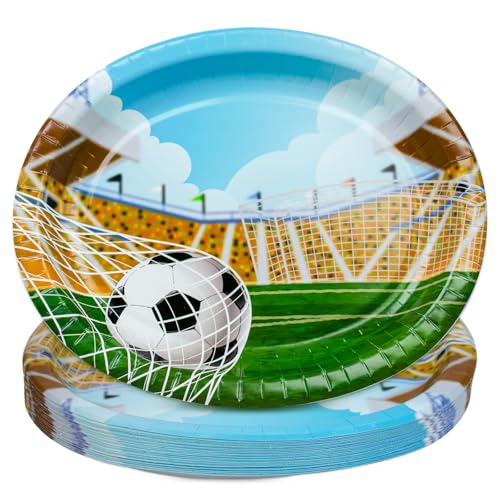 HNH Ovale Pappteller Fußball 24er-Set 32 x 27 cm Groß Partyteller Partygeschirr Set Fußballparty HNH Ovale Pappteller Fußball 24er-Set 32 x 27 cm Groß Partyteller Partygeschirr Set Fußballparty von HNH