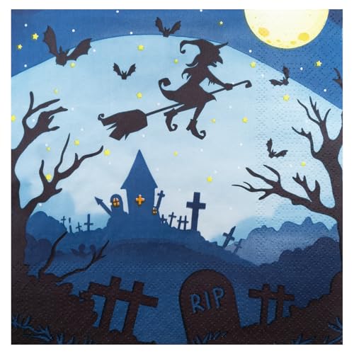 Servietten Halloween Hexe 50 Stück Papierservietten Party Serviette 33 x 33 cm Getränkeservietten von HNH