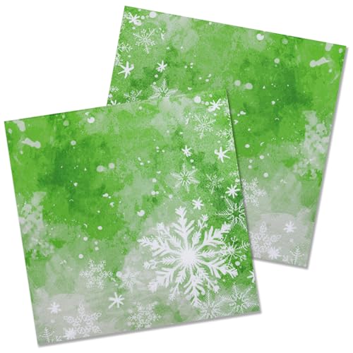 Weihnachten Servietten 50 Stück Grün Wasserfarbe Eiskristall Papierservietten Party Servierten 33 x 33 cm Papierservietten von HNH