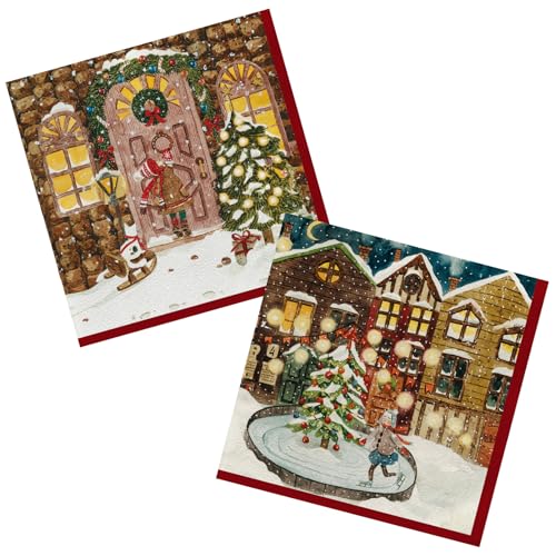 Weihnachten Servietten 50 Stück " Mädchen dekoriert das Haus " Papierservietten Party Servierten 33 x 33 cm Papierservietten von HNH