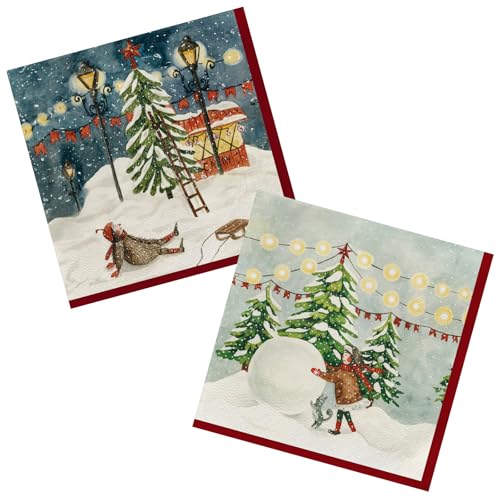 Weihnachten Servietten 50 Stück Mädchen und Schneeball Papierservietten Party Servierten 33 x 33 cm Papierservietten von HNH