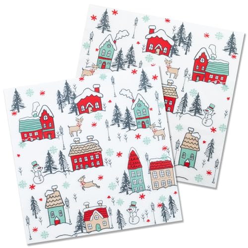 Weihnachten Servietten 50 Stück Weihnachtsdorf Papierservietten Party Servierten 33 x 33 cm Papierservietten von HNH