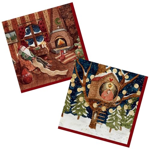 Weihnachten Servietten 50 Stück Weihnachtsmann mit Baumhaus Papierservietten Party Servierten 33 x 33 cm Papierservietten von HNH