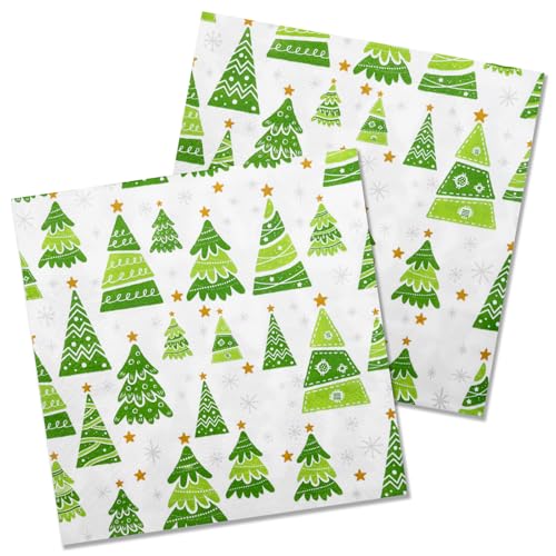 Weihnachten Servietten 50 Stück Weiß Papierservietten mit Grüne Weihnachtsbäumen Party Servierten 33 x 33 cm Papierservietten von HNH