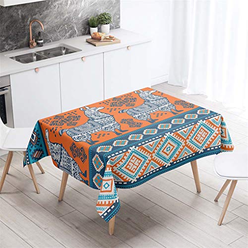 HNHDDZ Tischdecke Rechteck Boho Mandala Vintage Elegant Wasserdicht Abwaschbar Garten Balkon Außen Fleckabweisend Camping Küche Couchtisch Für Gartentisch Draussen Hochzeit Outdoor (A, 140x200 cm) von HNHDDZ