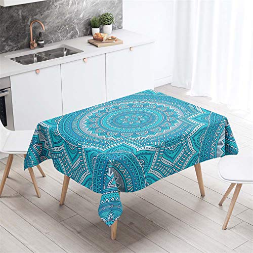 HNHDDZ Tischdecke Rechteck Boho Mandala Vintage Elegant Wasserdicht Abwaschbar Garten Balkon Außen Fleckabweisend Camping Küche Couchtisch Für Gartentisch Draussen Hochzeit Outdoor (C, 100x140 cm) von HNHDDZ