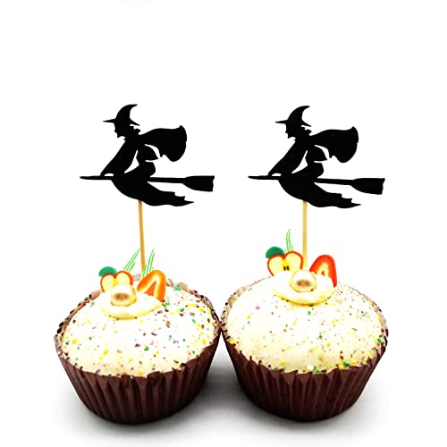 Schwarze Hexe Cupcake Topper Hexe Party Halloween Cupcake Topper Hexe Essen Picks Halloween Party Dekorationen von HNHPE