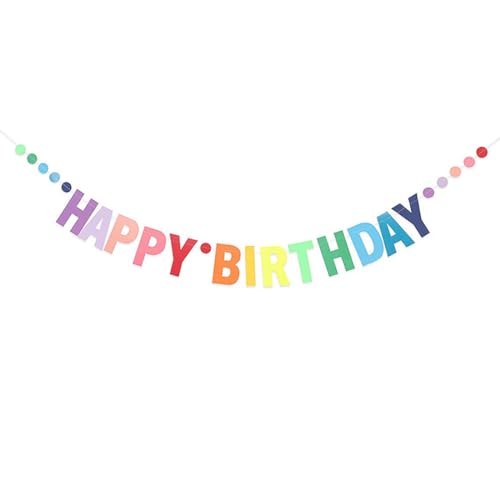 HNJUSR Happy Birthday Banner Geburtstagsdeko Pre-Strung Bunte Dekoration Girlande Erste Baby Dusche Regenbogen Party Supplies Papier Flagge Buchstaben für Erwachsene Kinder Mädchen Frauen Deko von HNJUSR