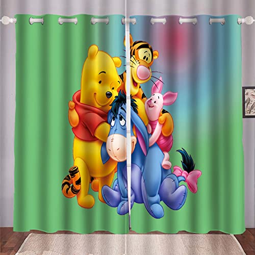 HNSRYLQX The Pooh Bear Verdunkelungsvorhang Kinderzimmer Junge, Cartoon Verdunkelungsvorhang-Set 2er Set Für Kinderzimmer with Eyelets (1,150x 166 cm) von HNSRYLQX