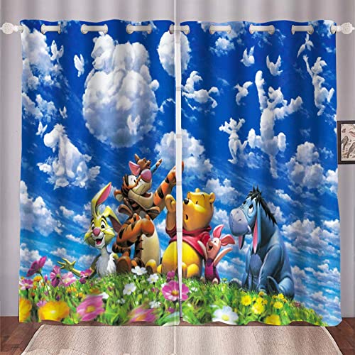 HNSRYLQX The Pooh Bear Verdunkelungsvorhang Kinderzimmer Junge, Cartoon Verdunkelungsvorhang-Set 2er Set Für Kinderzimmer with Eyelets (12,220 x 215 cm) von HNSRYLQX