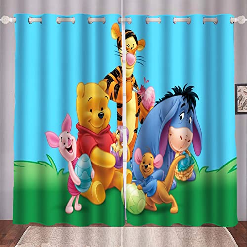 HNSRYLQX The Pooh Bear Verdunkelungsvorhang Kinderzimmer Junge, Cartoon Verdunkelungsvorhang-Set 2er Set Für Kinderzimmer with Eyelets (2,150x 166 cm) von HNSRYLQX