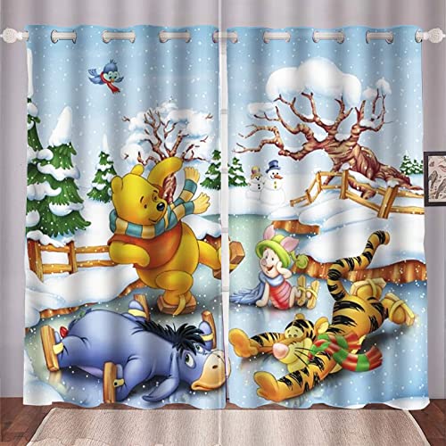 HNSRYLQX The Pooh Bear Verdunkelungsvorhang Kinderzimmer Junge, Cartoon Verdunkelungsvorhang-Set 2er Set Für Kinderzimmer with Eyelets (7,100 x 140 cm) von HNSRYLQX