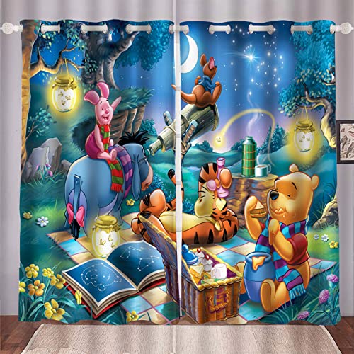 HNSRYLQX The Pooh Bear Verdunklungsgardine Ösen Für Schlafzimmer, Kinder Vorhänge, 100% Polyeste Vorhang Kinderzimmer Junge (4,140 x 245 cm eine Scheibe) von HNSRYLQX