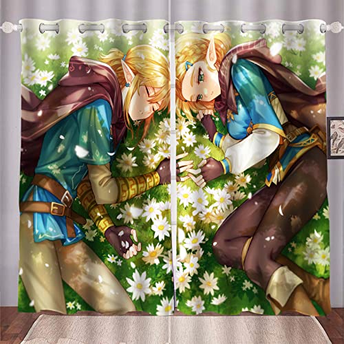 HNSRYLQX Zelda Gardinen Verdunklungsgardine Ösen Für Schlafzimmer, Verdunkelungsvorhang-Set 2er Set Für Kinderzimmer, Zelda Vorhang Blickdicht (10,183 x 160 cm(2X91X160cm)) von HNSRYLQX