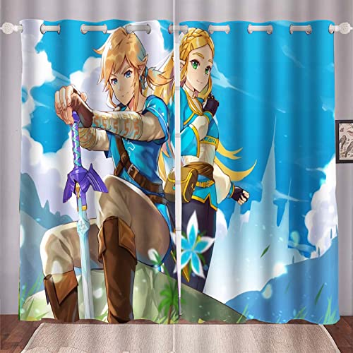 HNSRYLQX Zelda Gardinen Verdunklungsgardine Ösen Für Schlafzimmer, Verdunkelungsvorhang-Set 2er Set Für Kinderzimmer, Zelda Vorhang Blickdicht (11,150 x 166cm(2X75X166cm)) von HNSRYLQX