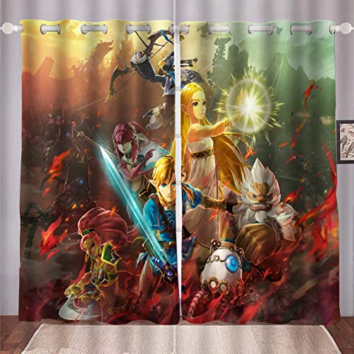 HNSRYLQX Zelda Gardinen Verdunklungsgardine Ösen Für Schlafzimmer, Verdunkelungsvorhang-Set 2er Set Für Kinderzimmer, Zelda Vorhang Blickdicht (12,100 x 140 cm(2X50X140cm)) von HNSRYLQX