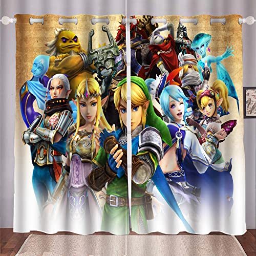 HNSRYLQX Zelda Gardinen Verdunklungsgardine Ösen Für Schlafzimmer, Verdunkelungsvorhang-Set 2er Set Für Kinderzimmer, Zelda Vorhang Blickdicht (13,280 x 245 cm(2X140X245cm)) von HNSRYLQX